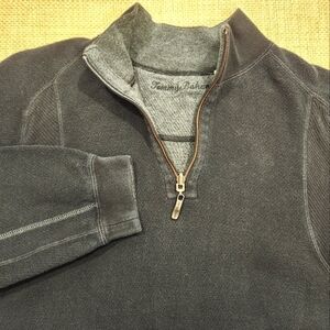 Tommy Bahama Men's Long Sleeve 1/4 Zip Pullover Sweater‎ Preppy Size S Black